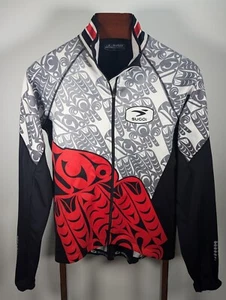 Sugoi Cycling Jacket Mens Large Red / Black Long Sleeve Mock Neck 3 Pockets - Picture 1 of 6