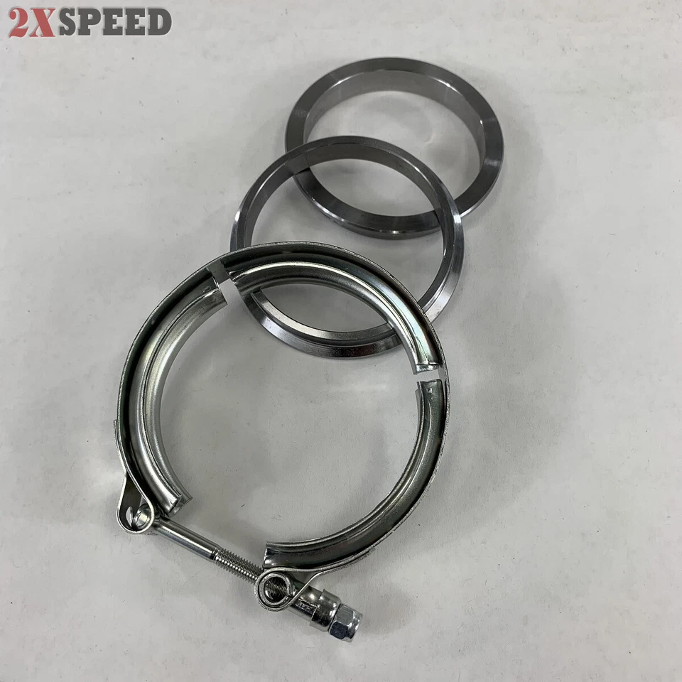 Acero dulce 3" I.D. Kit de bridas y abrazaderas de banda en V escape de cabezal turbo Foto 1 de 4