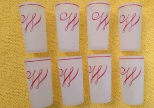 Bola alta de vidrio con monograma de los años 50 / vasos de 11 oz "W" -- vintage años 50 - Imagen 1 de 8