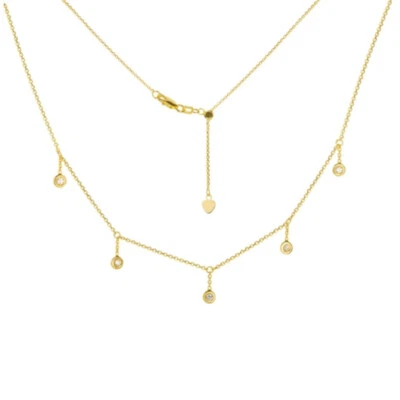 Gargantilla ajustable con bisel redondo de diamantes de oro macizo de 14K - amarillo o blanco Foto 1 de 2