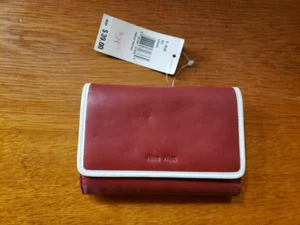 New Women's Red Nine West Tri-Fold Leather Wallet with Tags - Picture 1 of 4