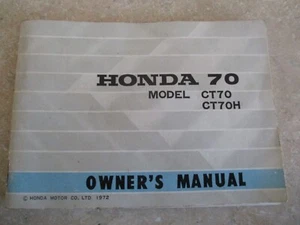 ORIGINAL HONDA 70 CT70 CT70H OWNERS MANUAL - Picture 1 of 2