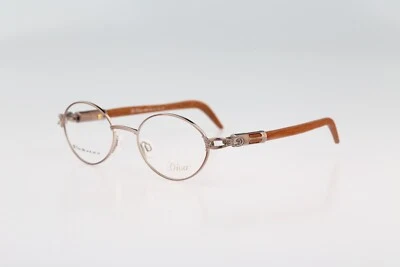 Diva 5095 120 Vintage 90s pink & genuine wood temples oval eyeglasses frames NOS - Image 1 of 4