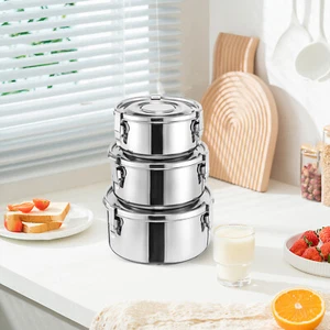 3 Sets Stainless Steel Food Storage Containers, Kitchen Food Containers Airtight - Picture 1 of 17