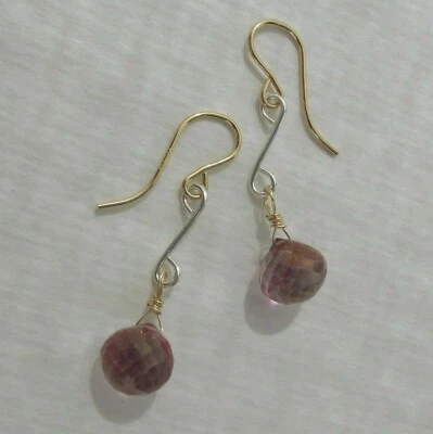 bi-color rosa Mystik Topas Quarz Ohrringe Ohrhänger 585 14K Gold GF 925 Silber - Bild 1 von 4