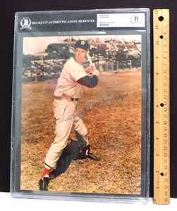 TED WILLIAMS HOF Signed Autograph 7.5x9.75" Color Photo Braves Beckett 💎 Slab - Picture 1 of 5
