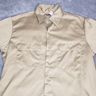 Camisa de trabajo Big Mac vintage para hombre XL caqui con botones manga larga bolsillos Foto 1 de 4