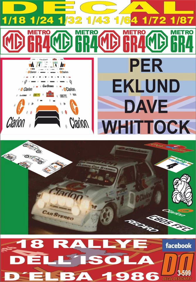 DECAL MG METRO 6R4 PER EKLUND R.DELL´ISOLA D´ELBA 1986 DnF (06) - Image 1 of 1