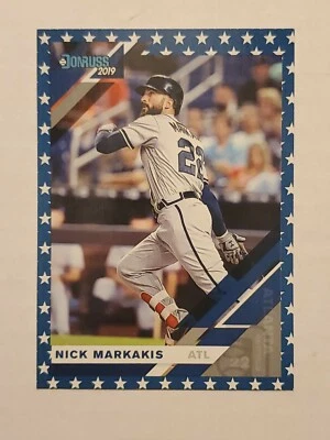 2019 DONRUSS INDEPENDENCE DAY NICK MARKAKIS # 177 BRAVES - Image 1 of 2