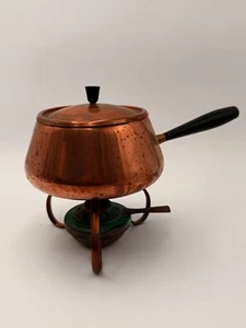 Vintage SPRING Swiss Made Copper Fondue Pot w/ Burner Stand – Swiss Made - Picture 1 of 10