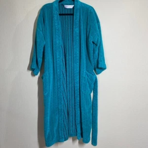 VTG Perry Ellis Portfolio Green with Black Silver Geometric Print Robe One Size - Picture 1 of 6
