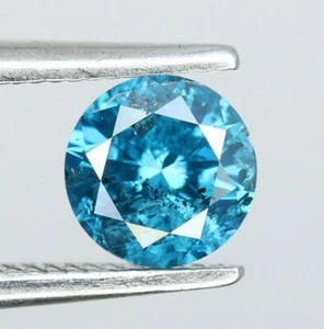 0.52 CT 5.10 MM Blue Round Brilliant Cut Diamond For Engagement Ring  - Picture 1 of 11