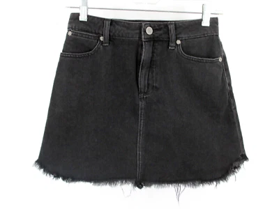 Falda PAIGE Midi Jean Aideen Mujer Talla 24 Negra Denim Bolsillos Dobladillo Crudo Foto 1 de 4