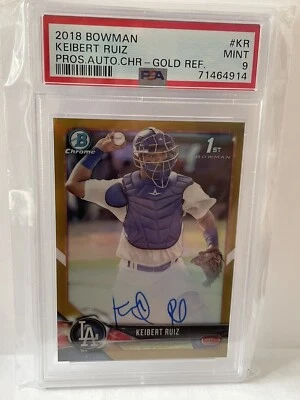 2018 Bowman Chrome Keibert Ruiz Gold Auto /50 PSA 9 - Image 1 of 2