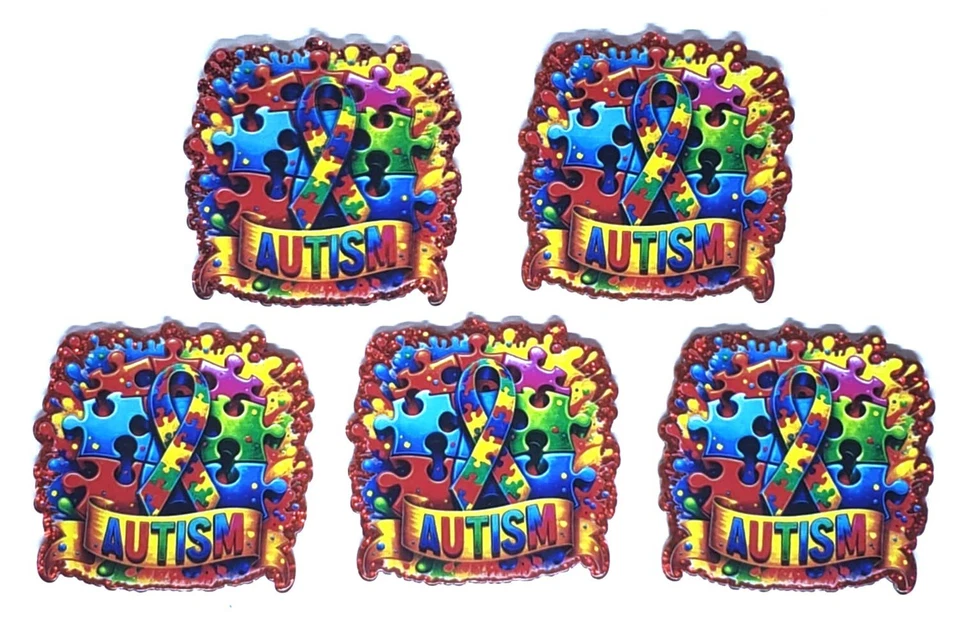 5 piezas - Rompecabezas para autismo - Dijes planos de resina acrílica para carretes de insignia manualidades hágalo usted mismo Foto 1 de 1