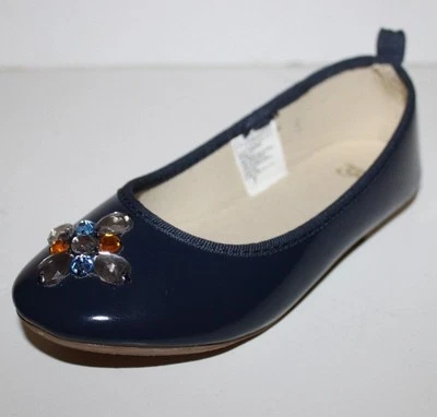 Pisos planos de ballet Gap Kids nuevos con etiquetas para niñas 12 1 3 4 azul marino charol con puntera recortada de piedras preciosas Foto 1 de 4