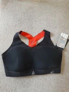 BNWT REEBOK PURE MOVE BLACK RED SPORTS BRA SZ L GYM YOGA RUNNING BODY PUMP  - Picture 1 of 5