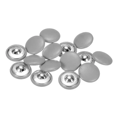 15pcs Leather Covered Button 28mm Metal Round Sewing Buttons, Grey - Image 1 of 4