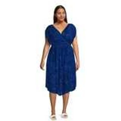 Vestido maxi sem mangas Terra & Sky feminino 2X plus size azul estampa animal - Imagem 1 de 4