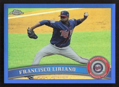 Tarjeta Topps 2011 cromada Francisco Liriano refractores azules #/99 #118 Foto 1 de 2