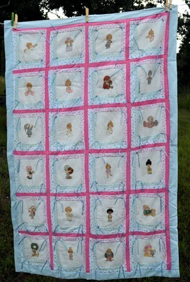 Edredón bebé Precious Moments pastel bordado vintage años 90 Foto 1 de 4