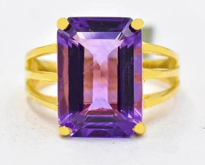 ANILLO AMATISTA 8.38 GENUINO ORO AMARILLO MACIZO 10K - Servicio de tasación gratuito - Nuevo con etiquetas Foto 1 de 4