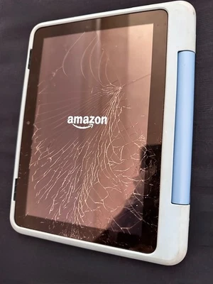 Tablet Amazon Fire HD 8 Kids Pro 32 GB Cyber BlueWorks para piezas pantalla agrietada Foto 1 de 4