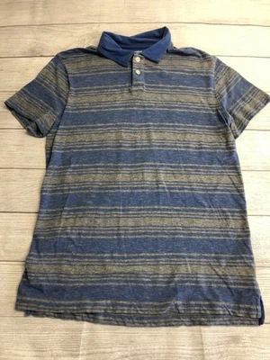 Arizona Jean Co Polo Shirt Mens Large Blue Gray Striped Short Sleeve Casual - Image 1 of 4