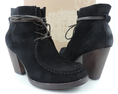 Botines Latigo Frieda Tacón Bloque con Cordones Botines Gamuza Negros Talla 8 Foto 1 de 4