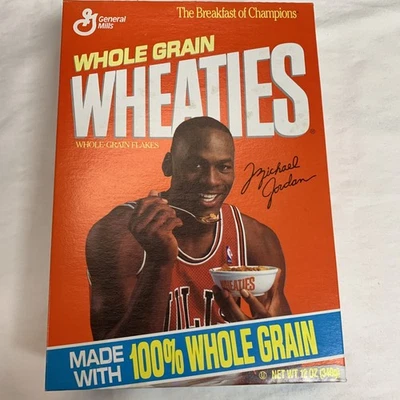 Caja de trigo Michael Jordan Serie 73 1991 de colección, Chicago Bulls, ¡BONITA! Vacío Foto 1 de 4