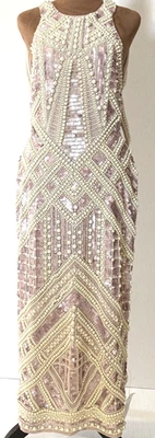 ASOS Edition Dress Womens 2 Midi Faux Pearl Sequin Embellished Halter $363 - Image 1 of 4