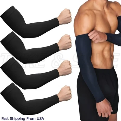 4 Pairs Cooling Arm Sleeves Cover UV Sun Protection Sports Outdoor For Men Women - Image 1 of 4