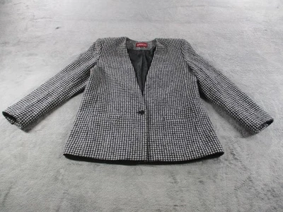 Винтажный Sasson Blazer женщин 12 черный белый гончая шерстяная смесь куртка 90-х - Изображение 1 из 4