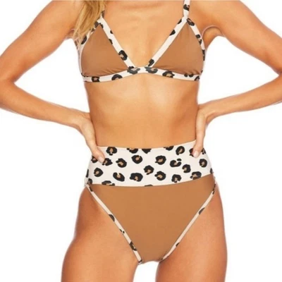 Top de bikini Beach Riot marrón leopardo Pamela parte inferior Emmy pequeño nuevo con etiquetas Foto 1 de 4