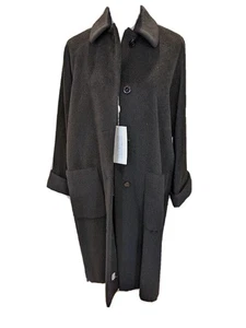 Cinzia Rocca Italy Petite Black Baby Alpaca Single Breasted Long Coat 4, $2199 - Picture 1 of 9
