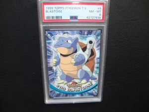 1999 Topps Pokemon Blastoise TV Card #9  Blue logo 1st print Psa 8 Nm/Mint - Picture 1 of 1