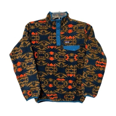 Patagonia Synchilla Youth XL 14 Lightweight Aztec Tribal T-Snap Fleece Pullover - Image 1 of 4