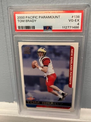 2000 PACIFIC PARAMOUNT card #138 TOM BRADY ROOKIE RC PSA 4 - Image 1 of 4