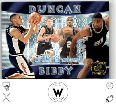 1998 Press Pass Double Threat #1 Mike Bibby / Tim Duncan Dreammates Promo Foto 1 de 2