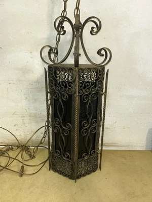 Lámpara Colgante Swag Hierro Gótico Español Vintage Foto 1 de 4