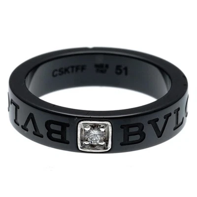 Anillo Bvlgari BVLGARI 1P Diamante Oro Blanco 18k Cerámica Negra Talla EU51 US5.5 Foto 1 de 4