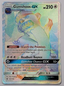 Gumshoos GX 157/149 Rainbow Holo Rare SM Base Set LP English Pokemon Card - Picture 1 of 2