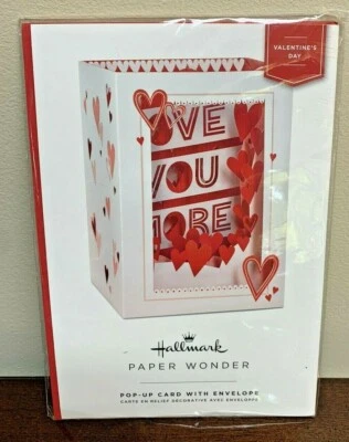 Tarjeta emergente feliz día de San Valentín Love You More Hearts sello papel maravilla Foto 1 de 2