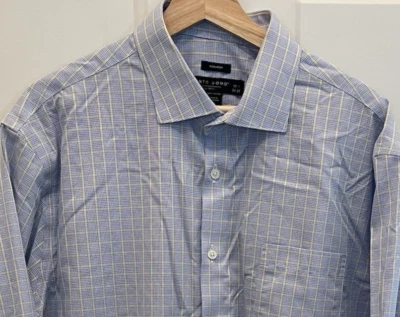 Pronto Uomo Yellow & Blue Grid Plaid Cotton Long Sleeve Shirt 17.5 x 34/35 - Image 1 of 4