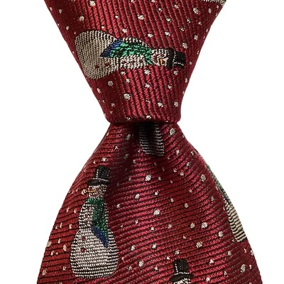 ROBERT TALBOTT Nordstrom 男式丝绸领带设计师雪人勃艮第/灰色全新无标签 — 第 1/3 张图片