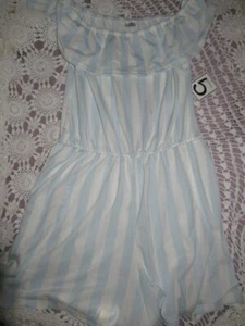 nwt Five Below blue white stripe short romper girl L ~ 16 free ship USA - Picture 1 of 2