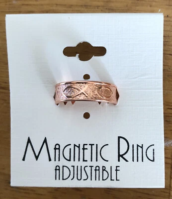Anel magnético de cobre puro - Anel de cobre ajustável para artrite Jesus Fish - Imagem 1 de 2