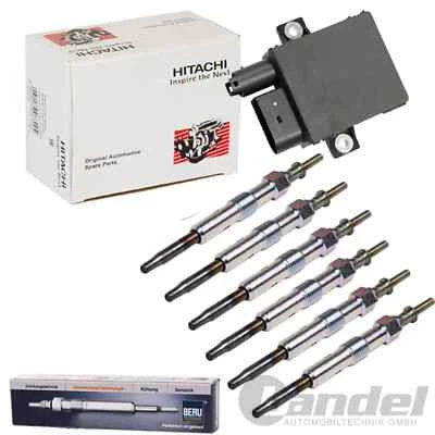 DISPOSITIVO DE CONTROL HITACHI + 6x BUJÍAS INCANDESCENTES adecuadas para BMW Serie 3 E46 E90 Serie 5 E60 X3 E83 - Imagen 1 de 3