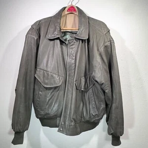 Mirage Leather Bomber Jacket Vintage 1990 Classic's Size XL Dark Green - Picture 1 of 10