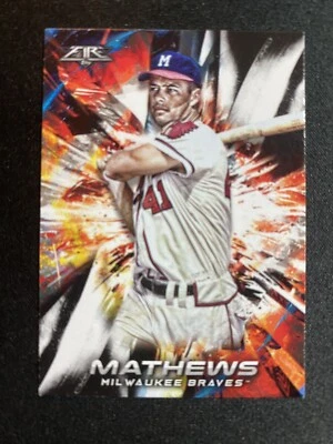 2018 Topps Fire #83 Eddie Mathews Milwaukee Braves + BONUS CARD - Image 1 of 2